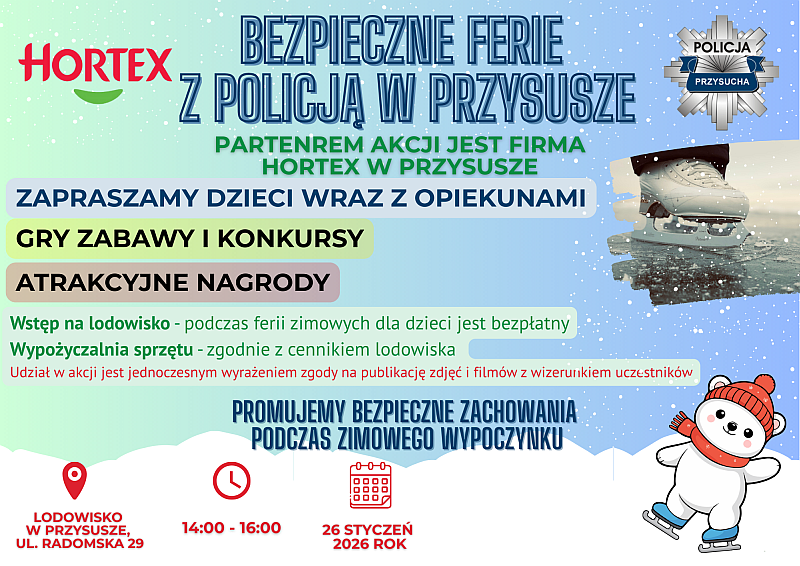 Bezpieczne ferie na lodowisku w Przysucha Bezpieczne ferie na lodowisku w Przysucha
